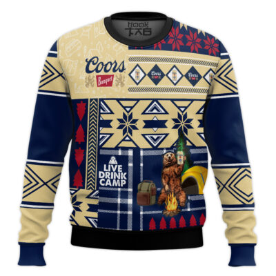 Coors Banquet Camping Ugly Christmas Sweater