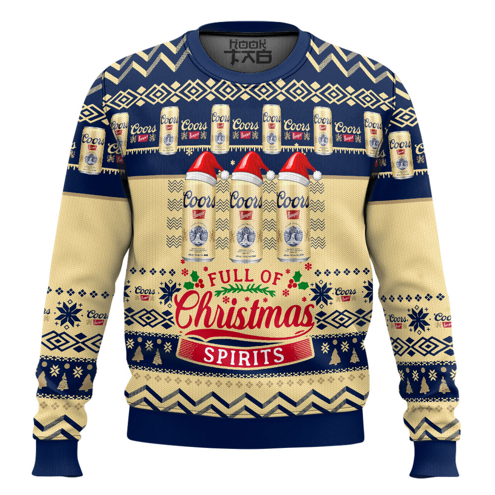 Hooktab Coors Banquet Christmas Spirits Ugly Christmas Sweater Hooktab Coors Banquet Christmas Spirits Ugly Christmas Sweater