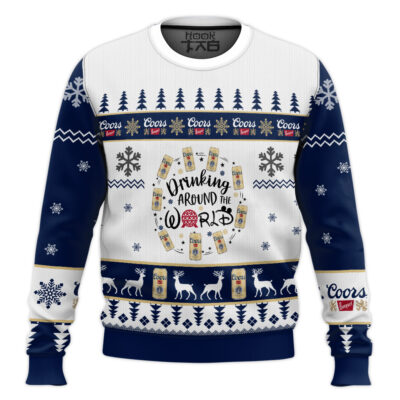 Coors Banquet Drinking Around World Ugly Christmas Sweater