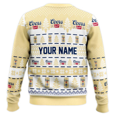 Hooktab Coors Banquet Horror Drink – Custom Name Ugly Christmas Sweater