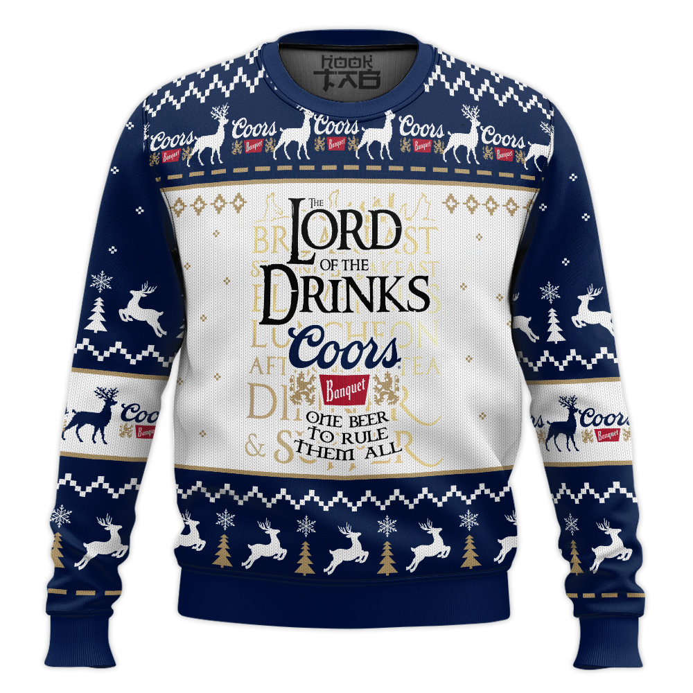 Hooktab Coors Banquet Lord Of The Rings Ugly Christmas Sweater Hooktab Coors Banquet Lord Of The Rings Ugly Christmas Sweater