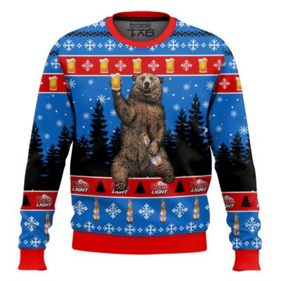 Coors Light Drunk Bear Ugly Christmas Sweater