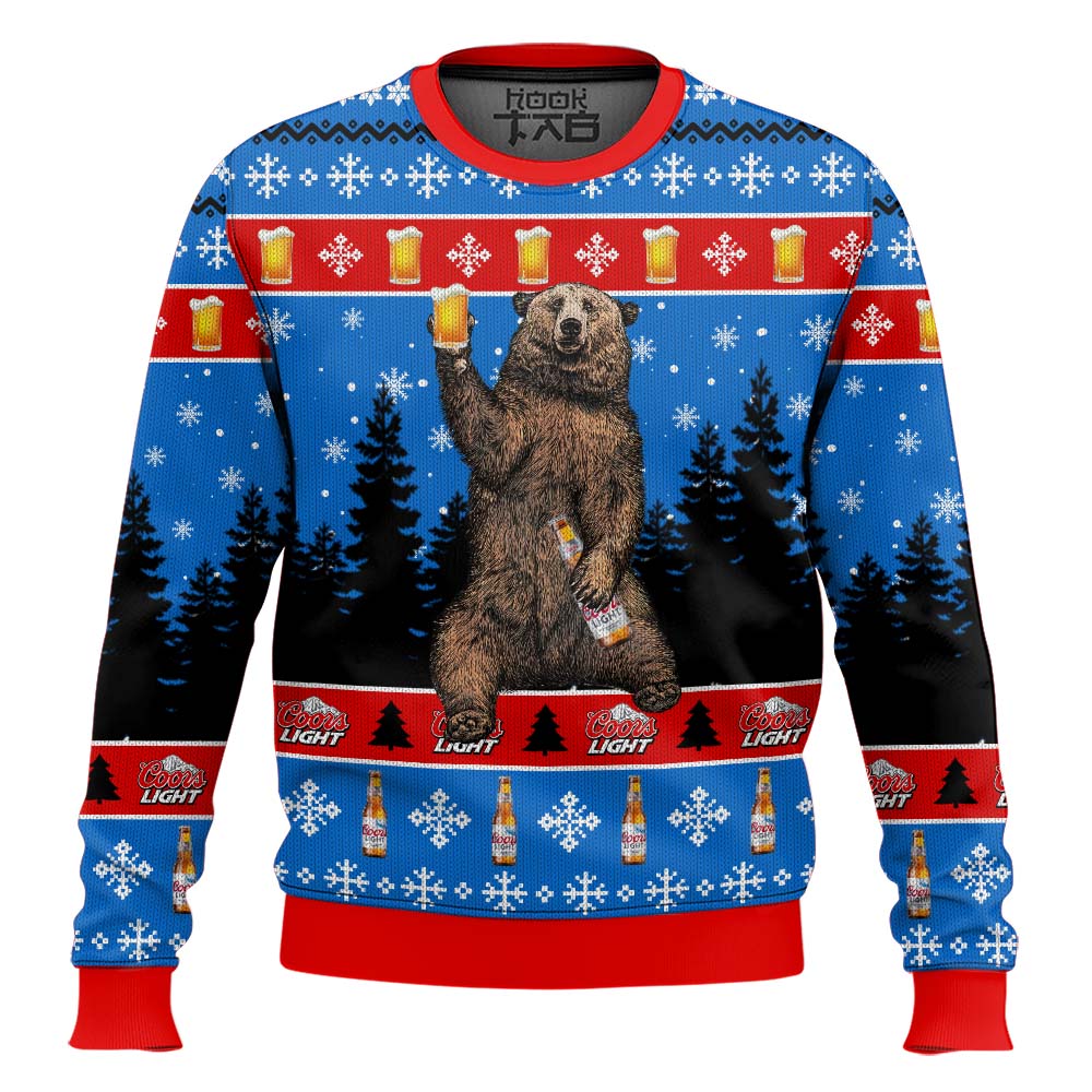 Hooktab Coors Light Drunk Bear Ugly Christmas Sweater Hooktab Coors Light Drunk Bear Ugly Christmas Sweater