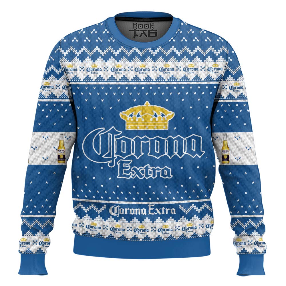 Hooktab Corona Extra Lager Beer Ugly Christmas Sweater Hooktab Corona Extra Lager Beer Ugly Christmas Sweater