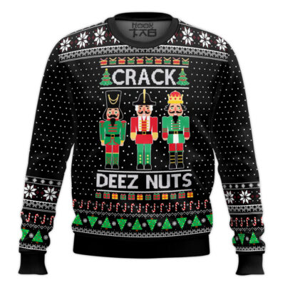 Crack Deez Nuts Nutcracker Soldier Ugly Christmas Sweater