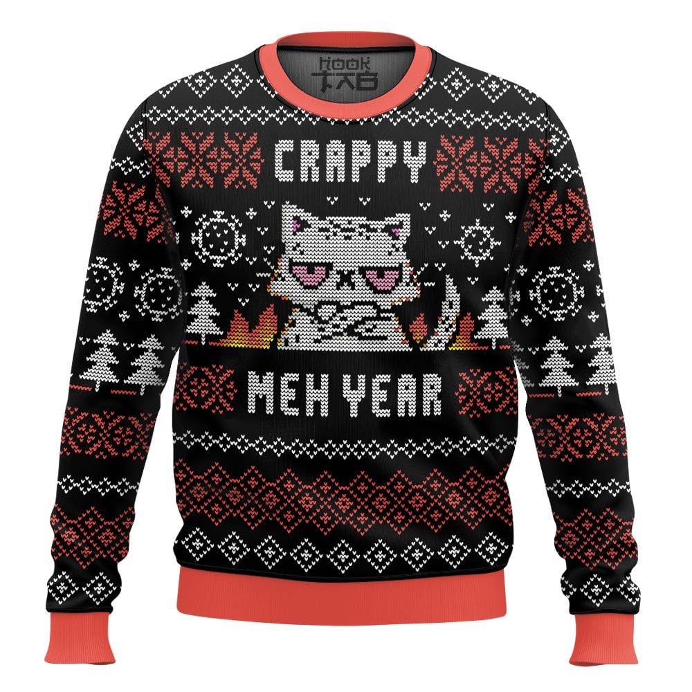 Hooktab Crappy Meh Year Ugly Christmas Sweater Hooktab Crappy Meh Year Ugly Christmas Sweater