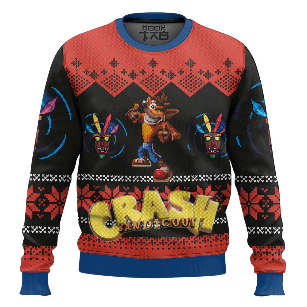 Hooktab Crash Bandicoot Ugly Christmas Sweater Hooktab Crash Bandicoot Ugly Christmas Sweater