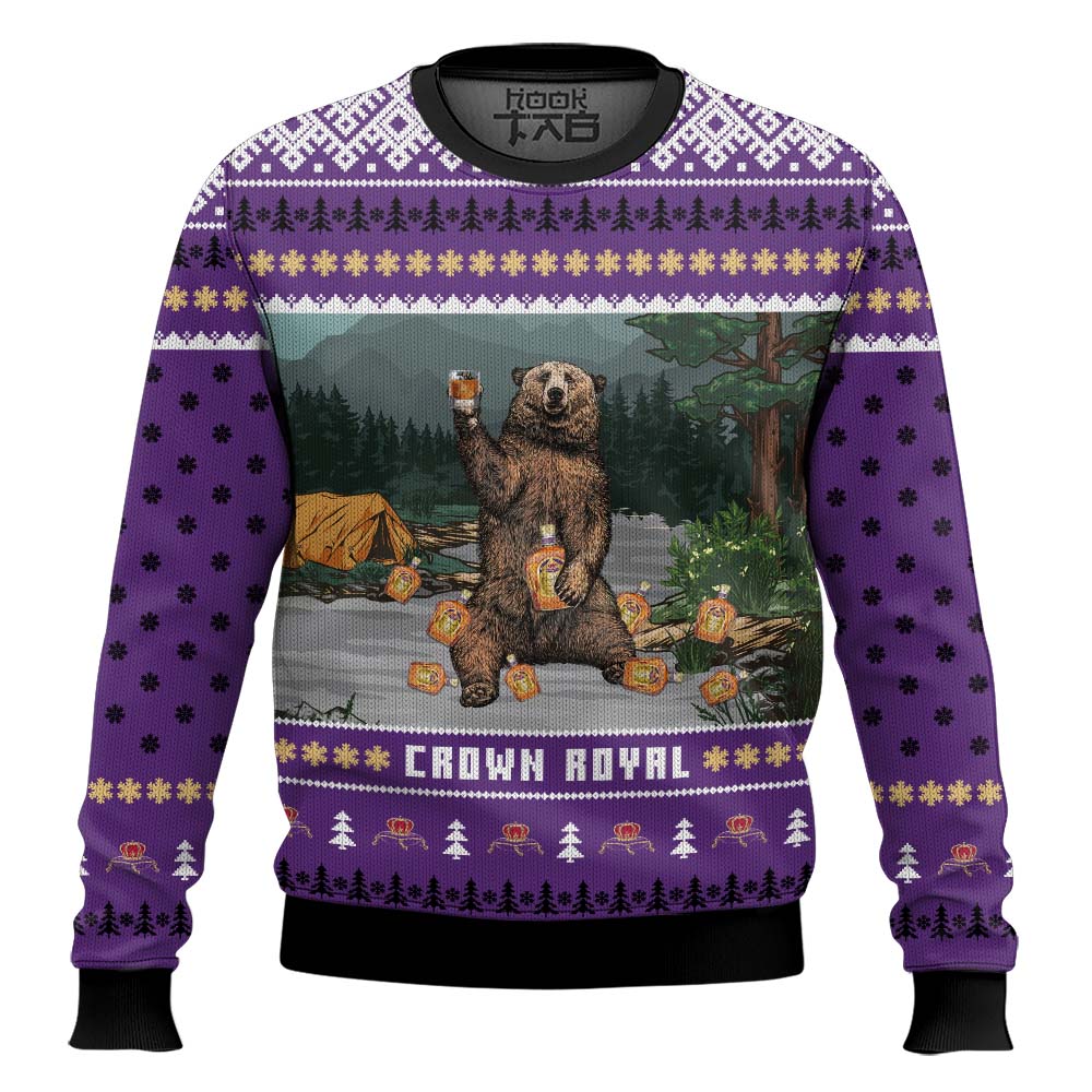 Hooktab Crown Royal Bear Ugly Christmas Sweater Hooktab Crown Royal Bear Ugly Christmas Sweater