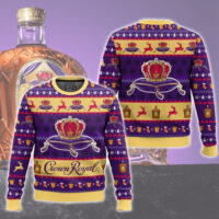 Hooktab Crown Royal Canadian Whikey Ugly Christmas Sweater