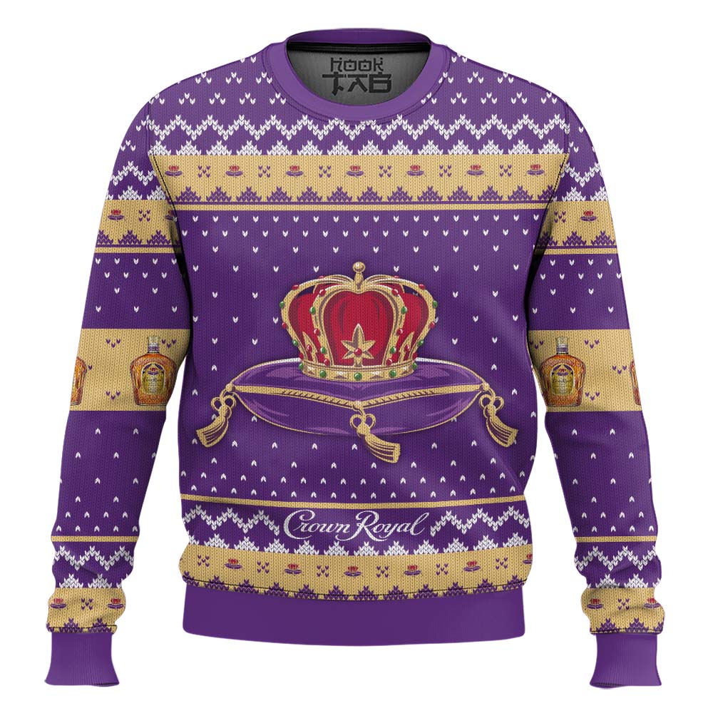 Hooktab Crown Royal Canadian Whisky Ugly Christmas Sweater Hooktab Crown Royal Canadian Whisky Ugly Christmas Sweater