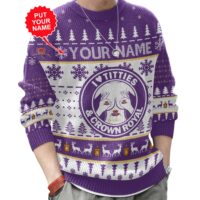 Hooktab Crown Royal Titties Funny - Custom Name Ugly Christmas Sweater