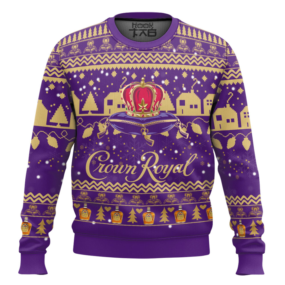 Hooktab Crown Royal Whisky Ugly Christmas Sweater Hooktab Crown Royal Whisky Ugly Christmas Sweater