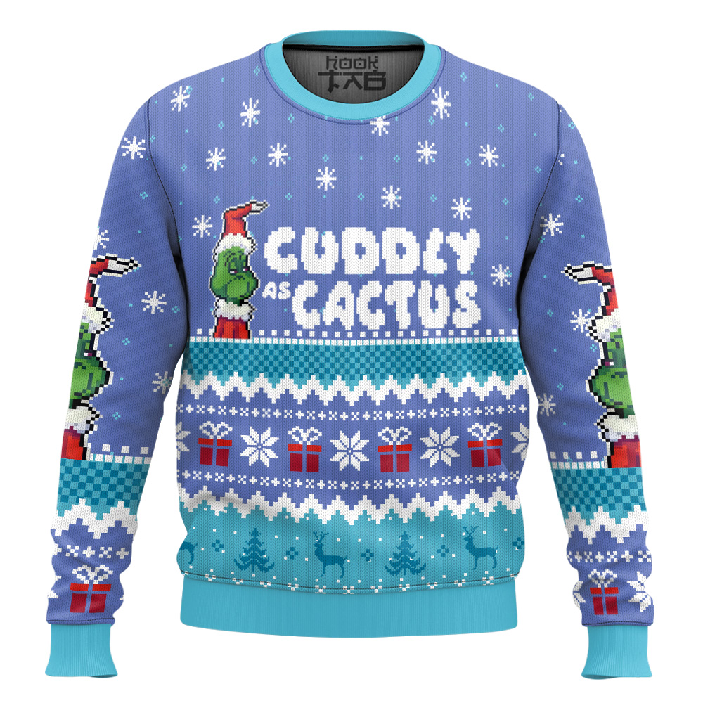Hooktab Cuddly As A Cactus The Grinch Ugly Christmas Sweater Hooktab Cuddly As A Cactus The Grinch Ugly Christmas Sweater