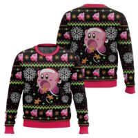 Hooktab Cute Pink Hungry Kirby's Dream Land Ugly Christmas Sweater