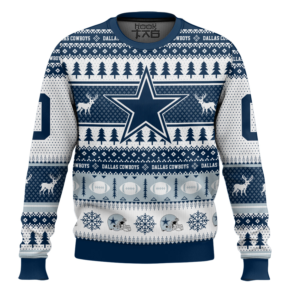 Hooktab Dallas Cowboys - Custom Name And Number Ugly Sweater Hooktab Dallas Cowboys - Custom Name And Number Ugly Sweater