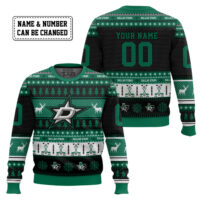 Hooktab Dallas Stars - Custom Name And Number Ugly Sweater
