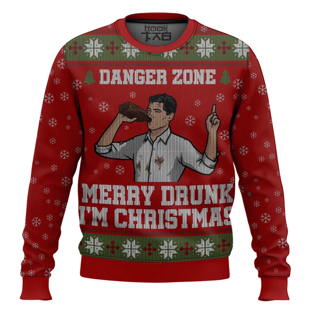 Hooktab Danger Zone Sterling Archer Ugly Christmas Sweater Hooktab Danger Zone Sterling Archer Ugly Christmas Sweater