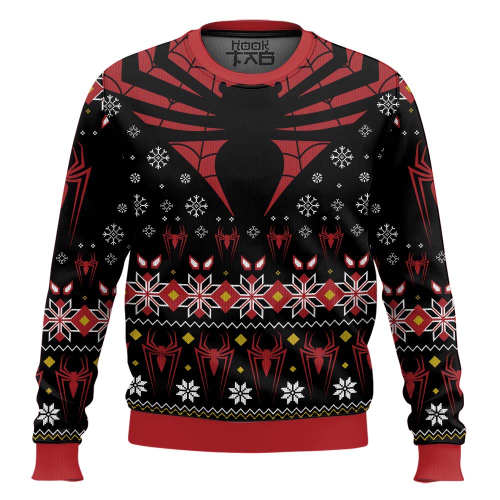 Hooktab Dark Spider-Man Ugly Christmas Sweater Hooktab Dark Spider-Man Ugly Christmas Sweater