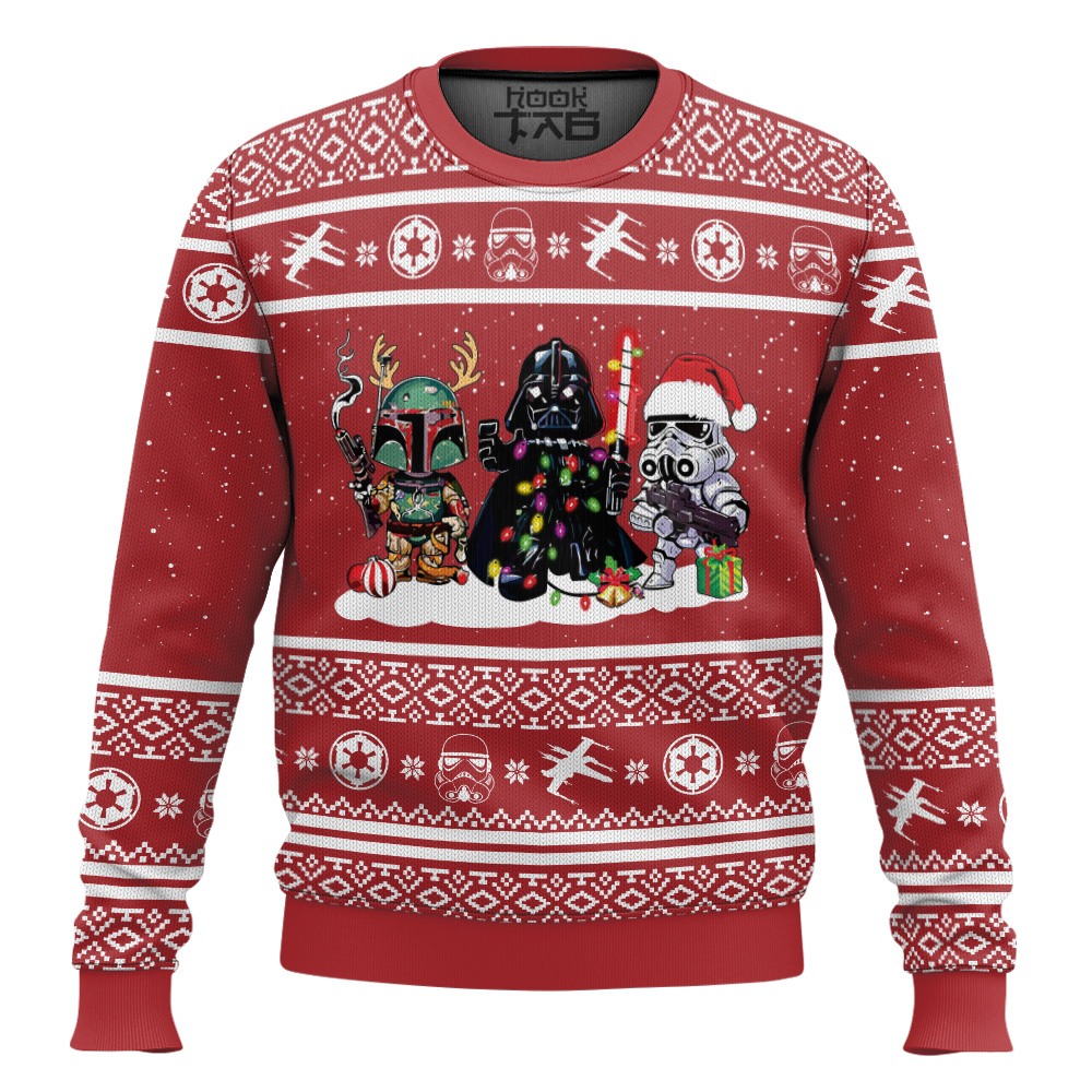 Hooktab Darth Vader And Stormtrooper Star Wars Ugly Christmas Sweater Hooktab Darth Vader And Stormtrooper Star Wars Ugly Christmas Sweater