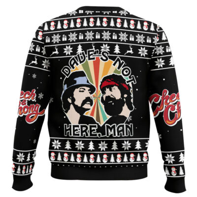 Hooktab Dave’s Not Here Man Cheech & Chong Ugly Christmas Sweater