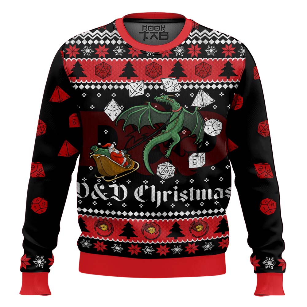 Hooktab D&D Christmas Dungeons & Dragons Ugly Christmas Sweater Hooktab D&D Christmas Dungeons & Dragons Ugly Christmas Sweater