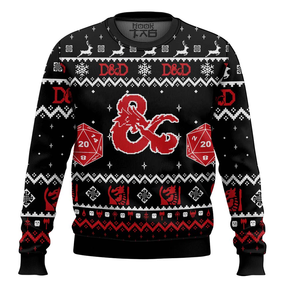 Hooktab D&D Dungeons & Dragons Ugly Christmas Sweater Hooktab D&D Dungeons & Dragons Ugly Christmas Sweater