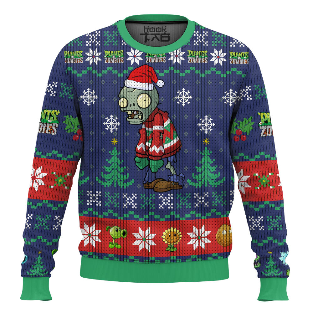 Hooktab Dead Santa Zombie And Plants Ugly Christmas Sweater Hooktab Dead Santa Zombie And Plants Ugly Christmas Sweater
