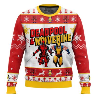 Deadpool And Wolverine Happy Halloween Ugly Christmas Sweater