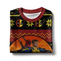 Hooktab Deadpool And Wolverine Titanic Moment Ugly Christmas Sweater
