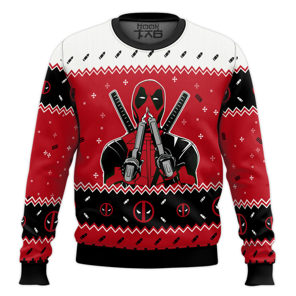 Hooktab Deadpool I'm Touching Myself Tonight Ugly Christmas Sweater Hooktab Deadpool I'm Touching Myself Tonight Ugly Christmas Sweater