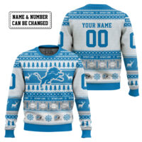 Hooktab Detroit Lions - Custom Name And Number Ugly Sweater
