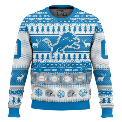 Detroit Lions - Custom Name And Number Ugly Sweater