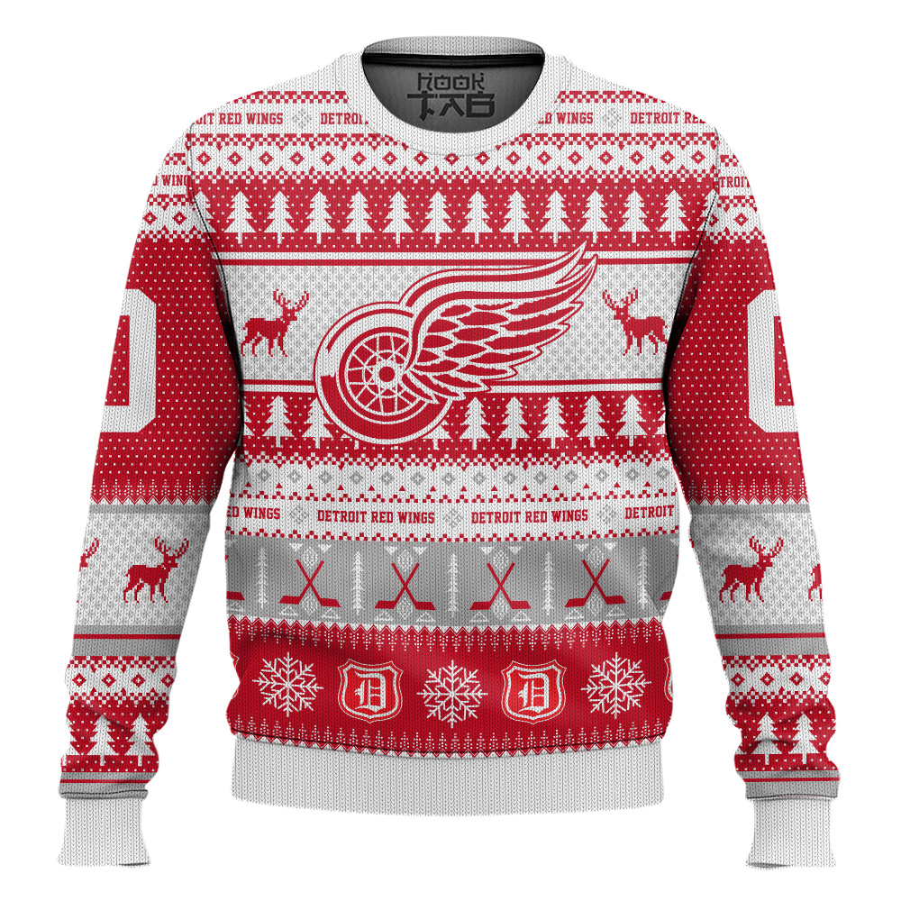 Hooktab Detroit Red Wings - Custom Name And Number Ugly Sweater Hooktab Detroit Red Wings - Custom Name And Number Ugly Sweater