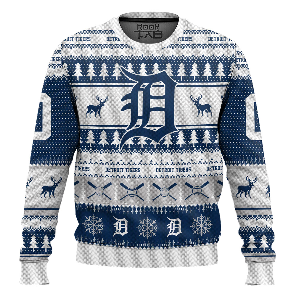 Hooktab Detroit Tigers - Custom Name And Number Ugly Sweater Hooktab Detroit Tigers - Custom Name And Number Ugly Sweater