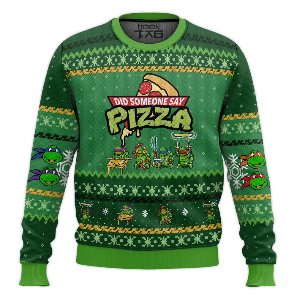 Hooktab Did Someone Say Pizza Teenage Mutant Ninja Turtles Ugly Christmas Sweater Hooktab Did Someone Say Pizza Teenage Mutant Ninja Turtles Ugly Christmas Sweater