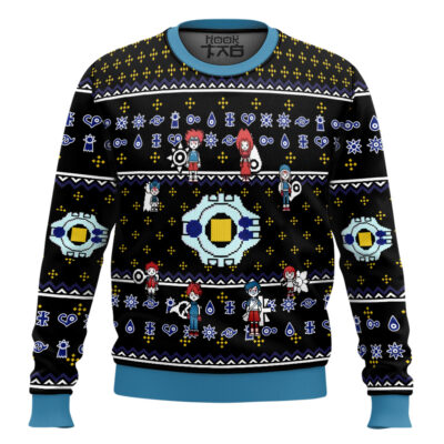 Digivice Evolution Digimon Ugly Christmas Sweater