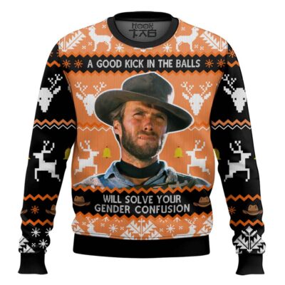 Dirty Harry A Good Kick In The Balls Ugly Christmas Sweater
