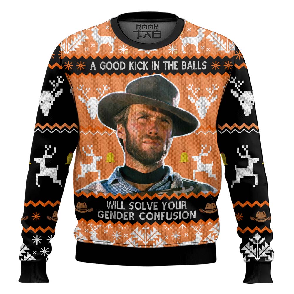 Hooktab Dirty Harry A Good Kick In The Balls Ugly Christmas Sweater Hooktab Dirty Harry A Good Kick In The Balls Ugly Christmas Sweater