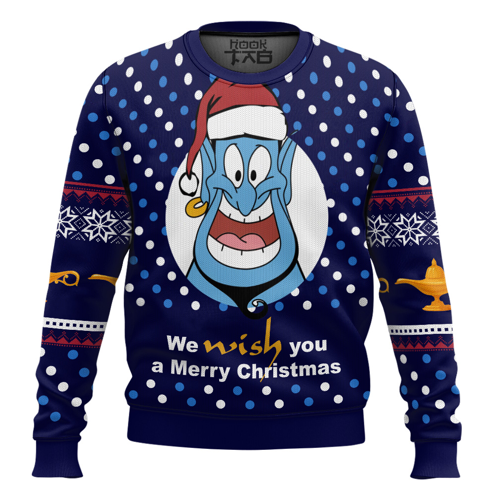 Hooktab Disney Aladdin We Wish You A Merry Christmas Ugly Christmas Sweater Hooktab Disney Aladdin We Wish You A Merry Christmas Ugly Christmas Sweater
