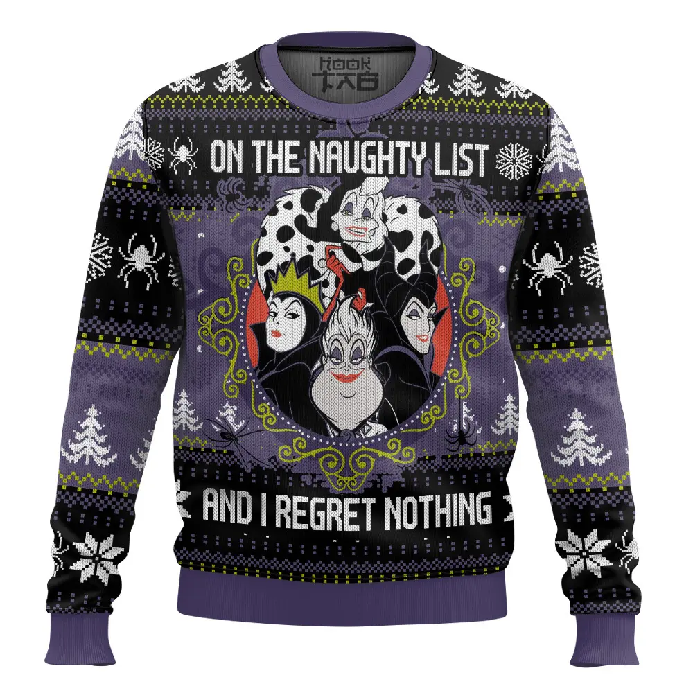 Hooktab Disney Villains On The Naughty List Ugly Christmas Sweater Hooktab Disney Villains On The Naughty List Ugly Christmas Sweater