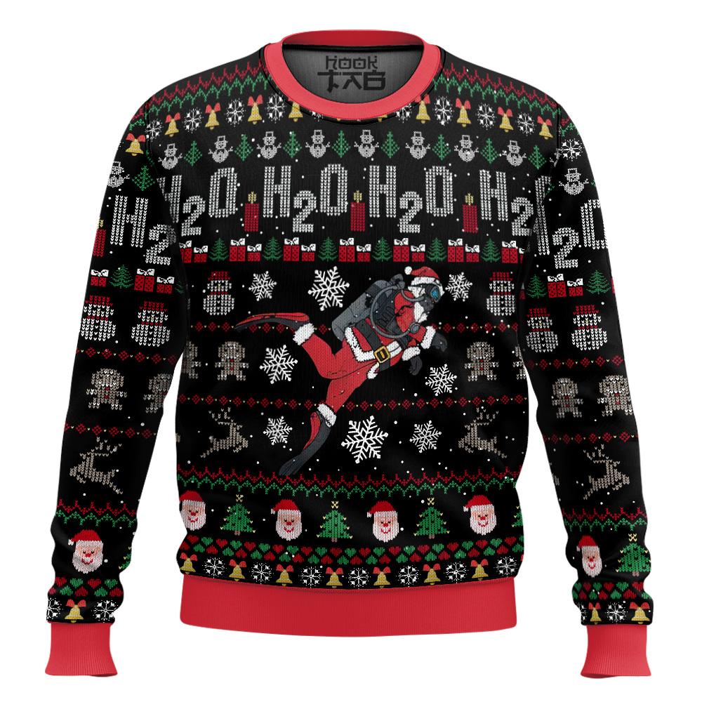 Hooktab Diving Santa Ugly Christmas Sweater Hooktab Diving Santa Ugly Christmas Sweater