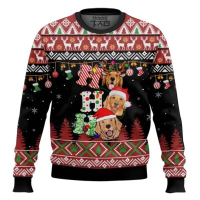 Dog Lover Golden Retriever Ho Ho Ho Ugly Christmas Sweater