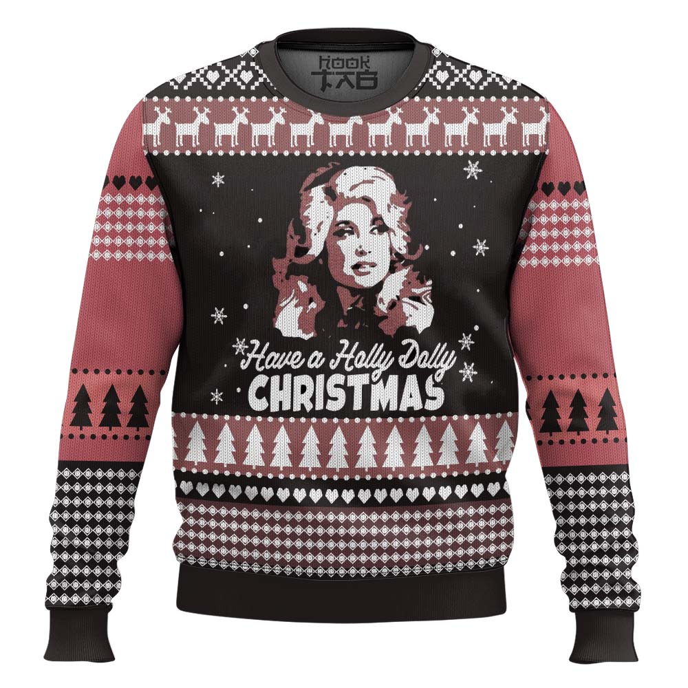 Hooktab Dolly Parton Holly Dolly Christmas Ugly Christmas Sweater Hooktab Dolly Parton Holly Dolly Christmas Ugly Christmas Sweater