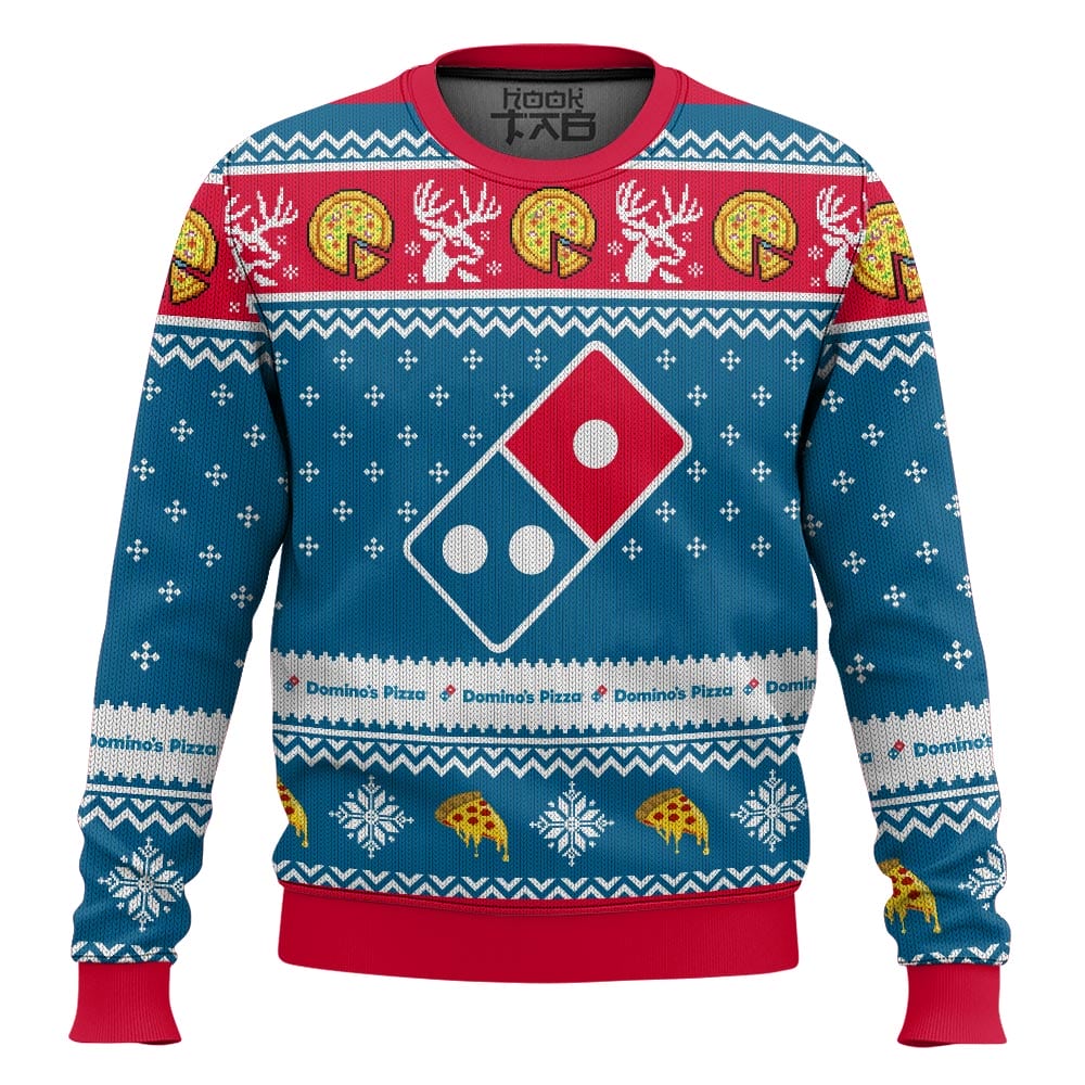 Hooktab Domino's Pizza Ugly Christmas Sweater Hooktab Domino's Pizza Ugly Christmas Sweater