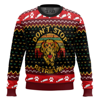 Dont Stop Retrievin Golden Retriever Ugly Christmas Sweater