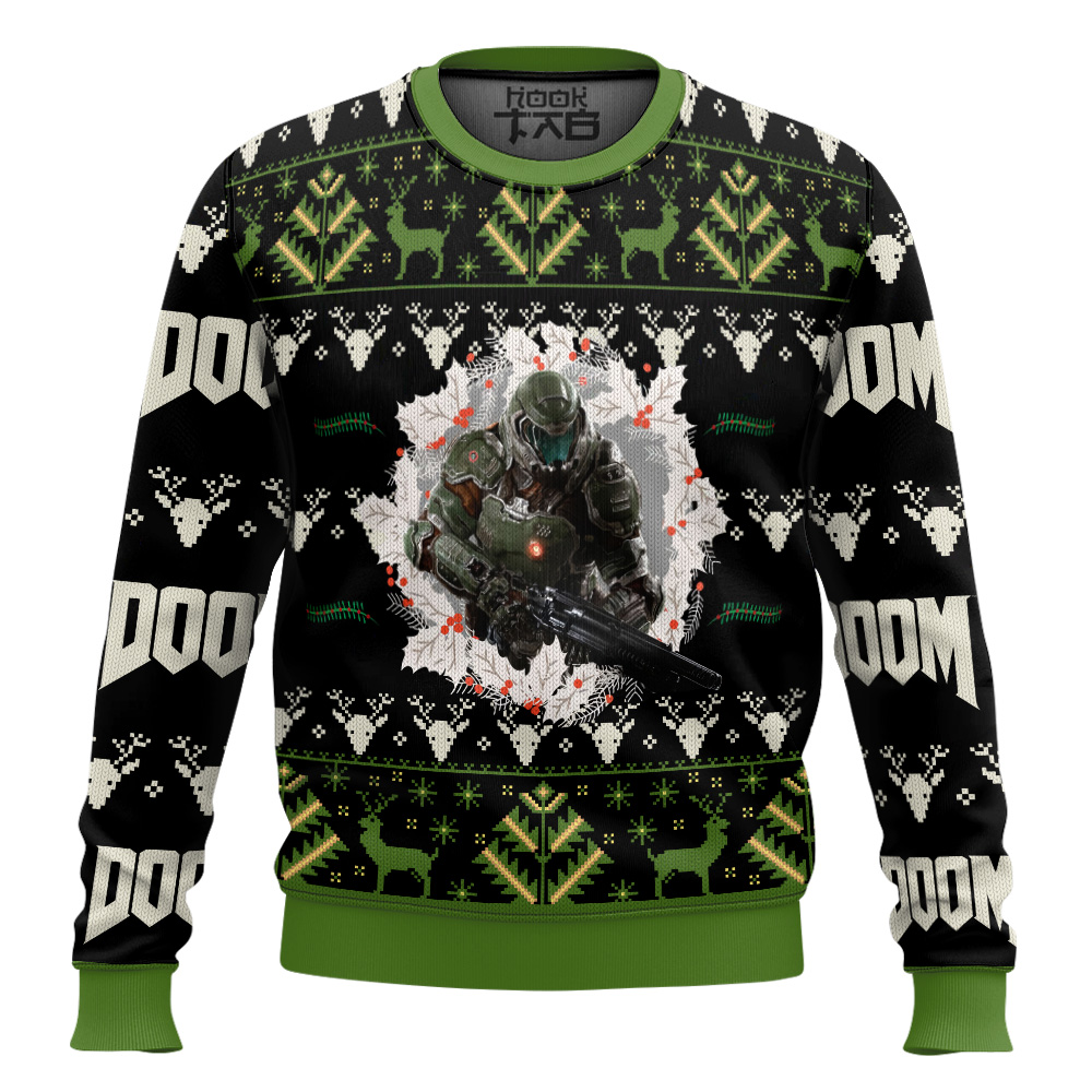 Hooktab Doomguy Doom Ugly Christmas Sweater Hooktab Doomguy Doom Ugly Christmas Sweater