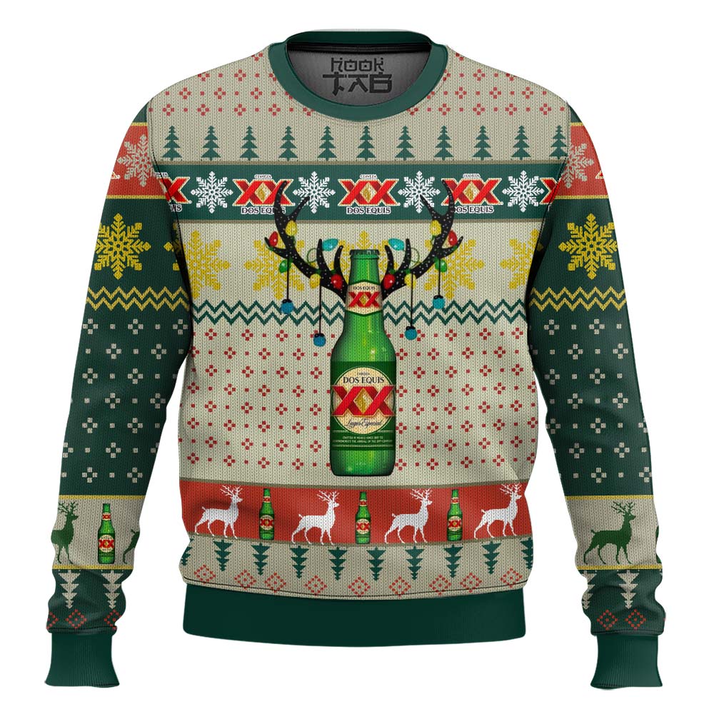 Hooktab Dos Equis Lager Especial Ugly Christmas Sweater Hooktab Dos Equis Lager Especial Ugly Christmas Sweater