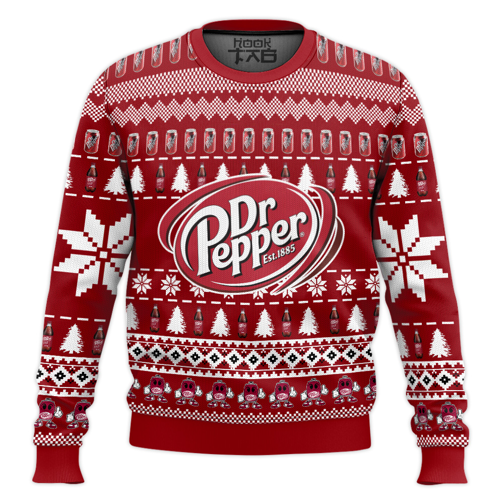 Hooktab Dr Pepper Diet Soda Ugly Christmas Sweater Hooktab Dr Pepper Diet Soda Ugly Christmas Sweater