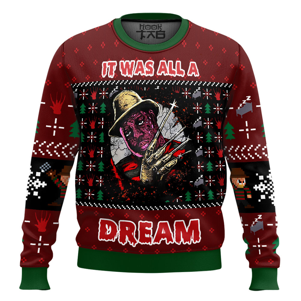 Hooktab Dream The Notorious B.I.G Freddy Krueger Ugly Christmas Sweater Hooktab Dream The Notorious B.I.G Freddy Krueger Ugly Christmas Sweater