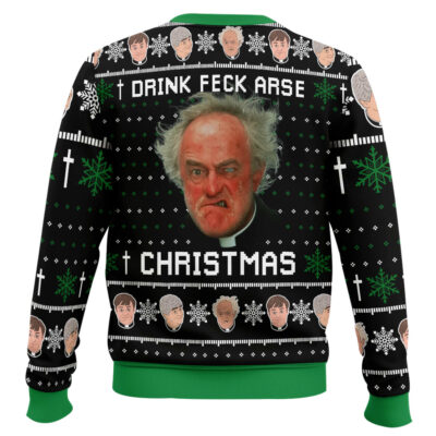 Hooktab Drink Feck Arse Father Ted Ugly Christmas Sweater